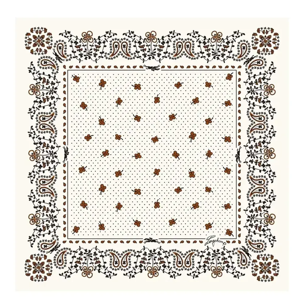 Longchamp Soie French Bandana Silk Scarf